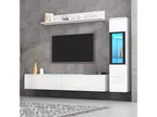 Wall-mounted TV unit with display cabinet - LEDs - Particleboard - Glossy white EPIL15844