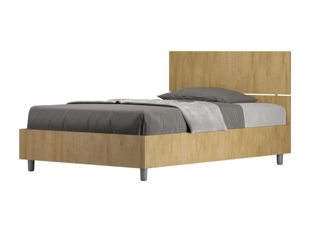 Single bed with 120x200cm slatted base and straight headboard in natural oak finish, Dormeva XBFD71769