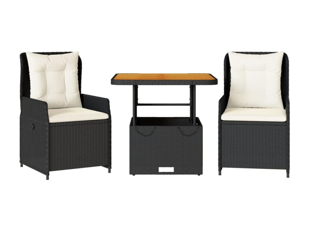 Lysvia 3-piece set with black resin wicker cushions PKEO00418