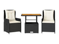 Lysvia 3-piece set with black resin wicker cushions PKEO00418