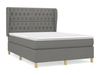 Upholstered bed base with mattress, dark grey, 140x190cm, fabric, IKBB41980
