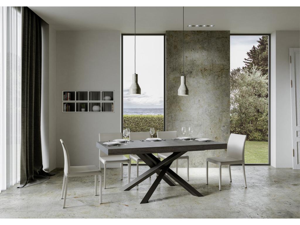 Extendable table 90x200/304 cm Volantis Concrete Grey Anthracite frame ALCF65473