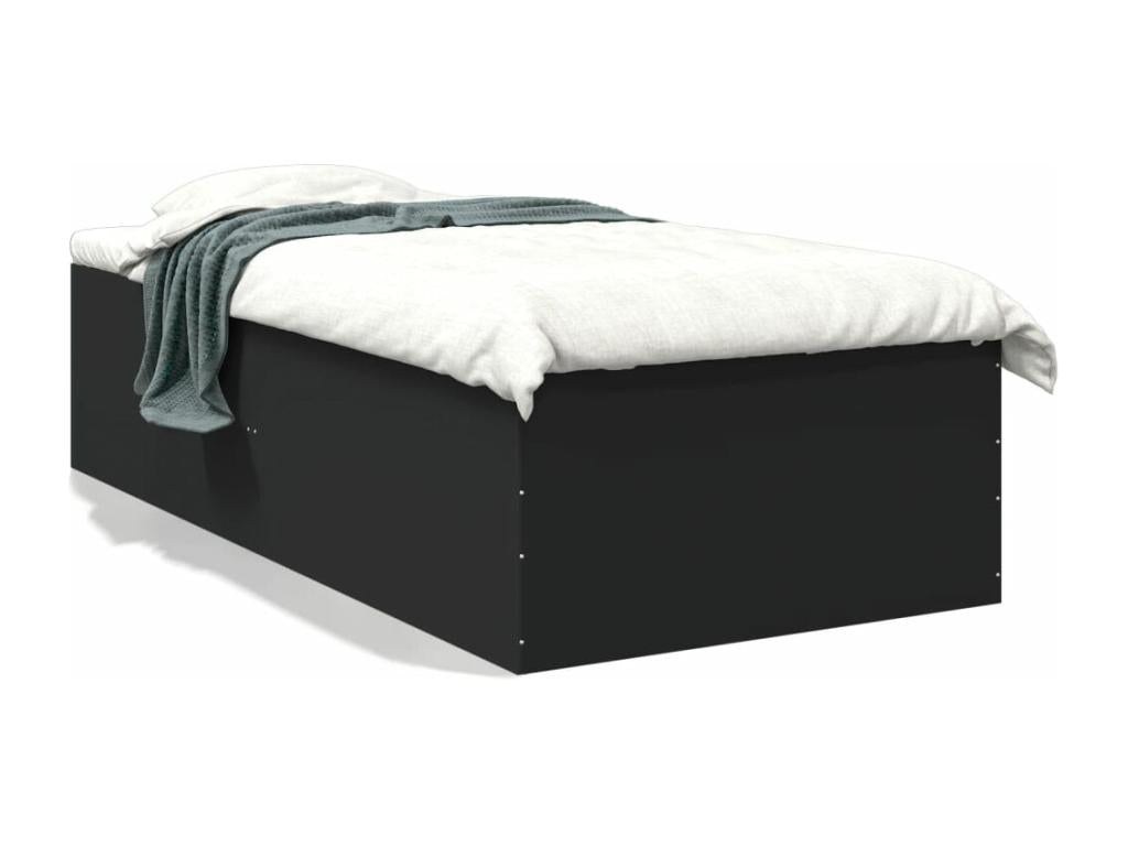 Black bed frame 75x190 cm engineered wood DJZE29305