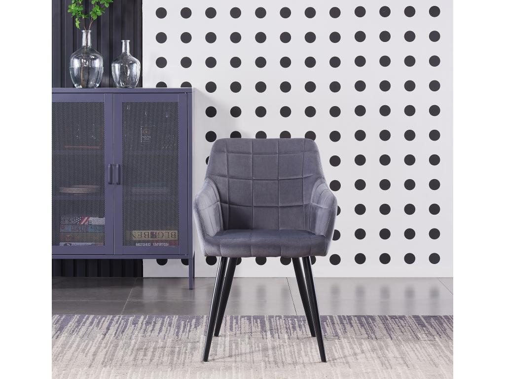 Set of 6 Dormeva dining chairs - Velvet upholstered with metal legs - Dark Grey MCWO95701