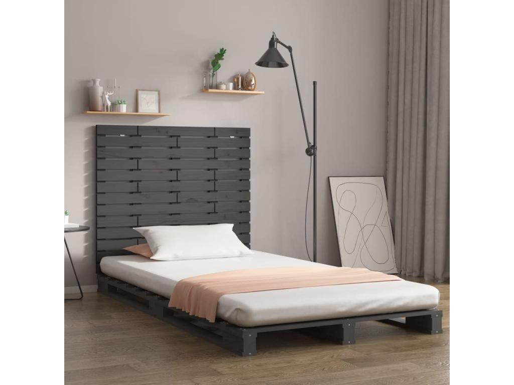 Wall-mounted headboard, grey, 81x3x91.5 cm, solid pine wood, EAAJ11909