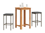 Dormeva XTKM23570 3-piece garden bar set, grey solid wood and rattan