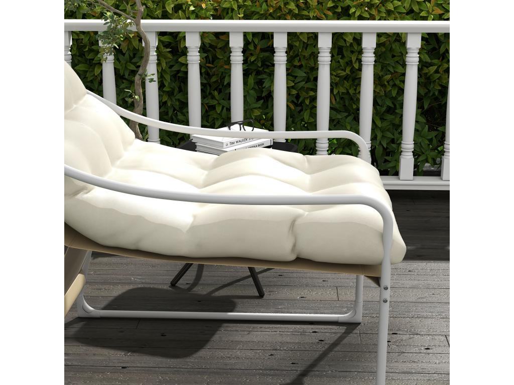 Dormeva garden armchair with cushion, epoxy-coated steel, polyester, white, beige, cream OMRO36341