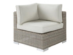 Set of 2 corner sofas in woven resin with white cushions - Dormeva CWMY55860