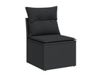 14-piece garden furniture set with cushions, black woven resin BBEI69411