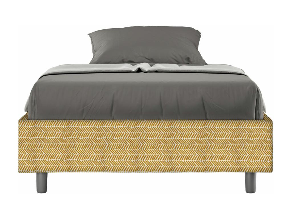 Single bed frame with upholstered slatted base 120x210 cm, Dormeva 3 yellow fabric, Dormeva QQFA97225