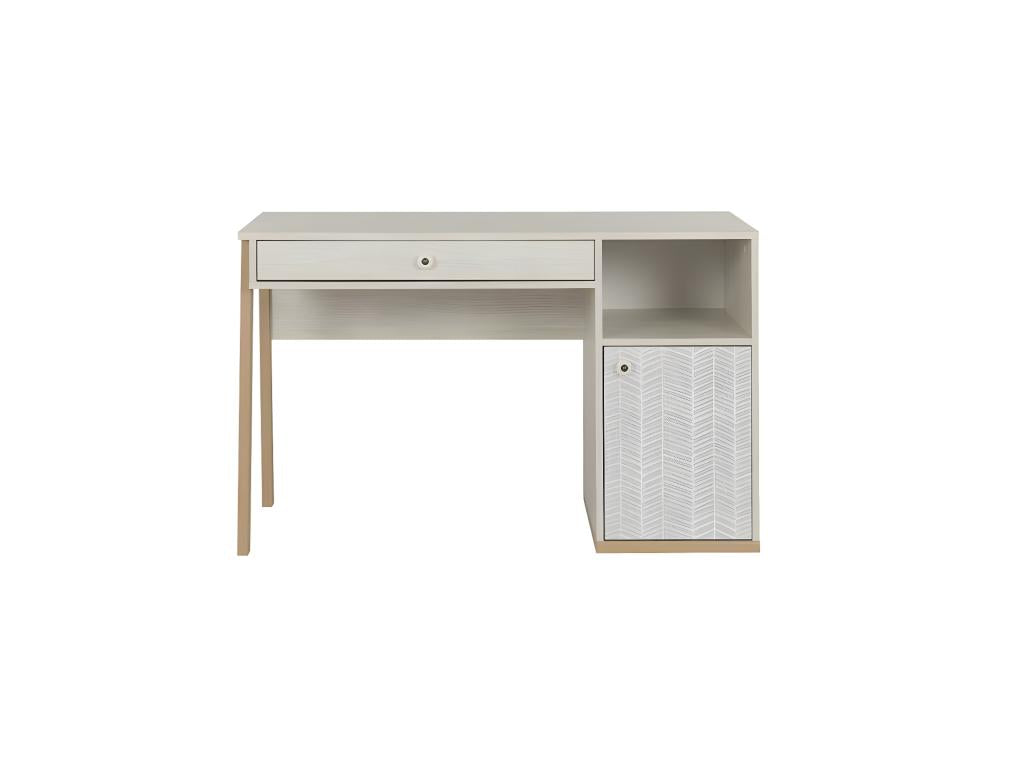 Dormeva YXNE62578 Desk with 1 Door and 1 Drawer, Whitewashed Wood