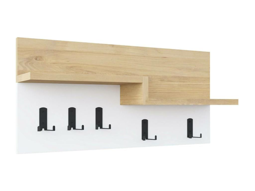 Dormeva Coat Rack, Multipurpose Clothes Rack, Wall Mounted Hanger, 65x15 h31 cm, Oak and White, EWJB77371