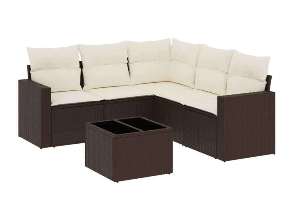 6-piece brown resin wicker garden furniture set with cushions XOJI99425