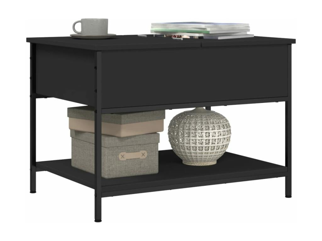 Black coffee table 70x50x50 cm engineered wood and metal QTDJ17567