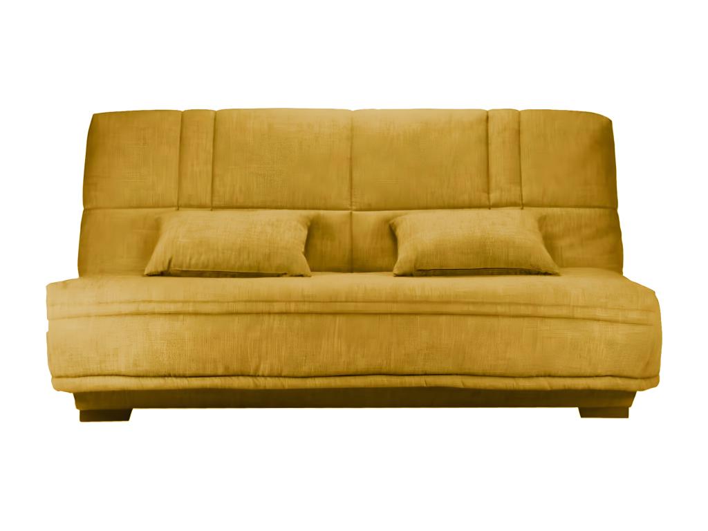 Fabric click-clack sofa with storage, Dormeva 17cm mattress, Dormeva 207cm mattress - Amber Yellow OAEQ50452