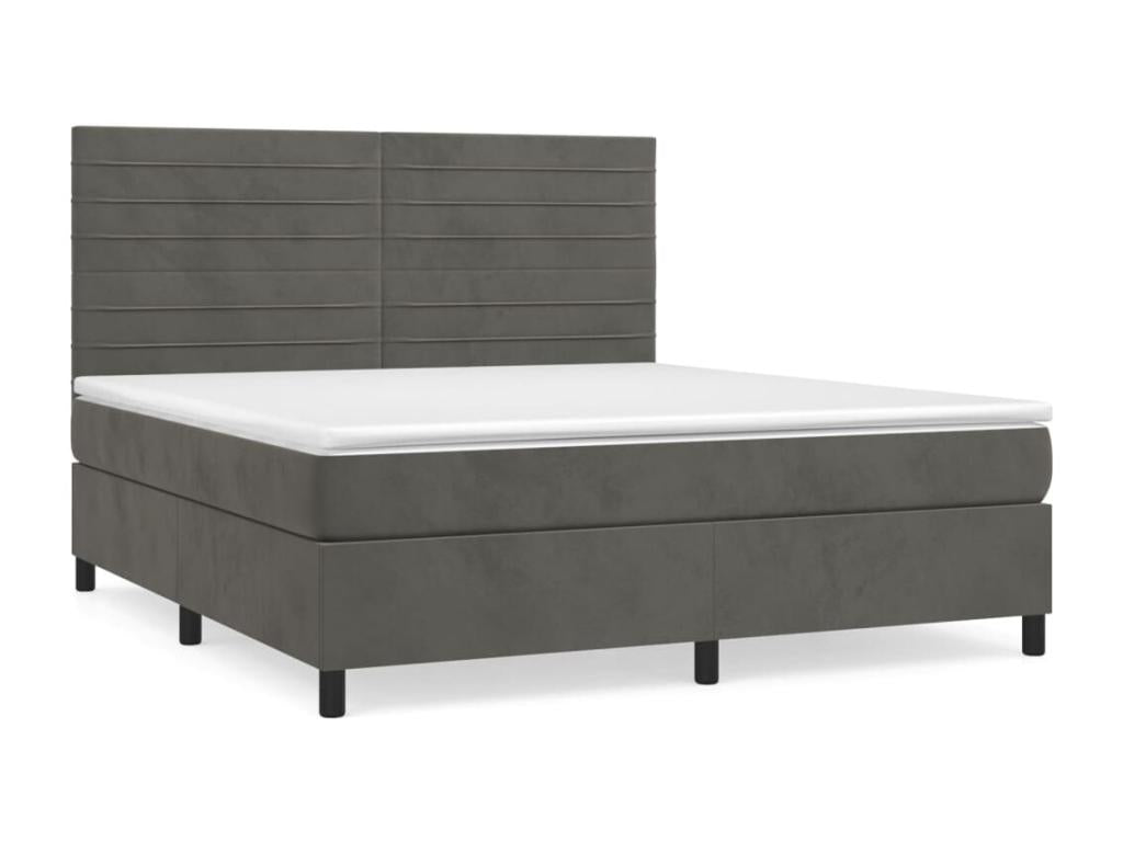 Upholstered bed base and mattress, Dark Grey, 160x200cm, Velvet KYMW70573