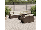 Garden furniture set with cushions, 9 pieces, brown woven resin, ZNEJ41893