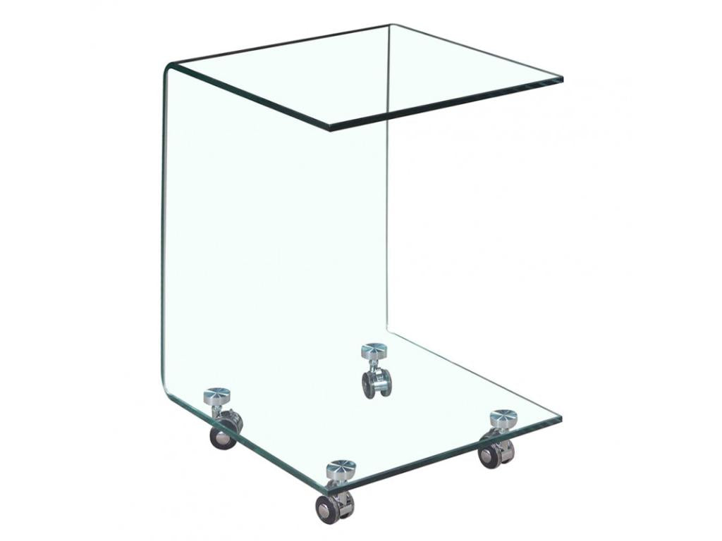 Square side table H- 62 cm in tempered glass with 4 Dormeva - ICE TUZN70918