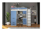 Lysvia P 90x200cm Mezzanine Bed with Ladder, Wardrobe, Desk, Bookshelf and Many Shelves, White/Blue PLGC25188