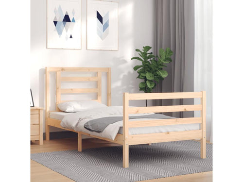 Bed frame with headboard 90x200 cm solid wood XECW78234