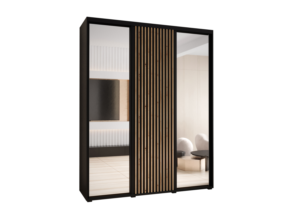 Dormeva 2 Sliding Door Wardrobe 235.2/190/45 3 Doors Black/Black OOSI37906