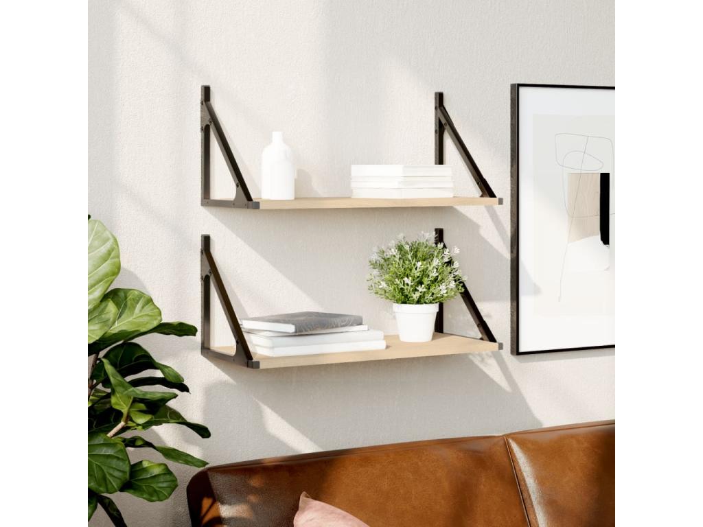 Zensova oak wall shelves, 2 pieces, 60x25x25.5 cm, ZJAS50816