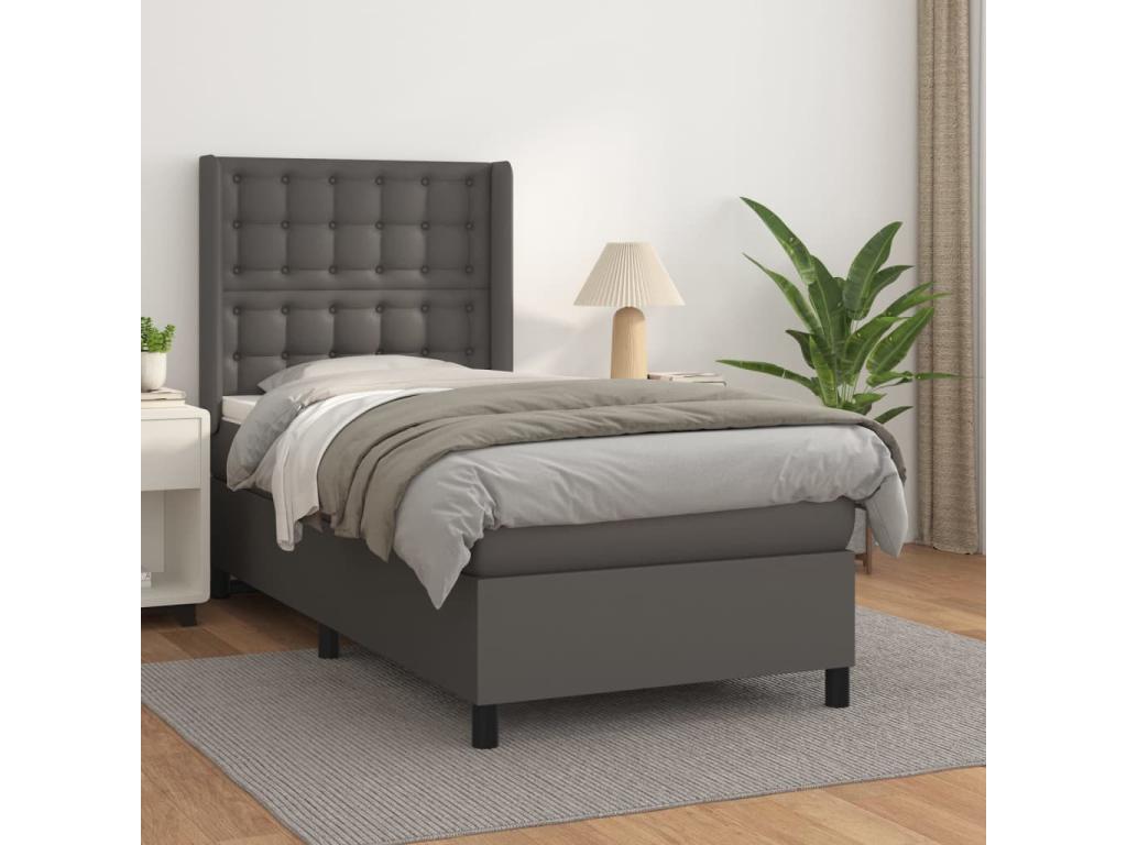 Dormeva bed base with mattress, Grey 90x190 Faux Leather GDBO93325