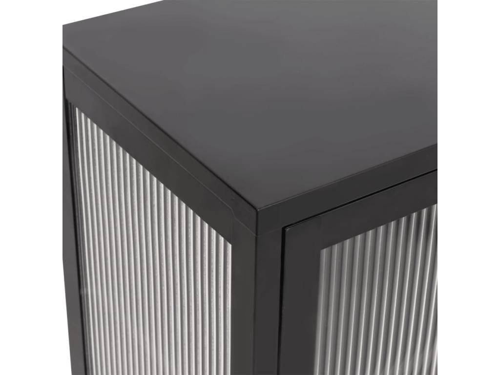 Black sideboard 70x35x70 cm glass and steel ADPJ74986