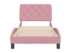 Bed frame with headboard, pink, 90x200 cm, velvet, JWAS95810