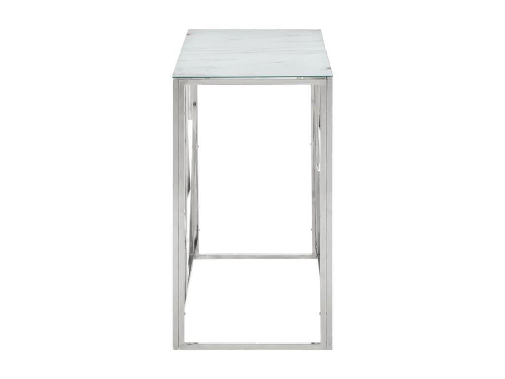 Silver console table in stainless steel and tempered glass ONPA96145