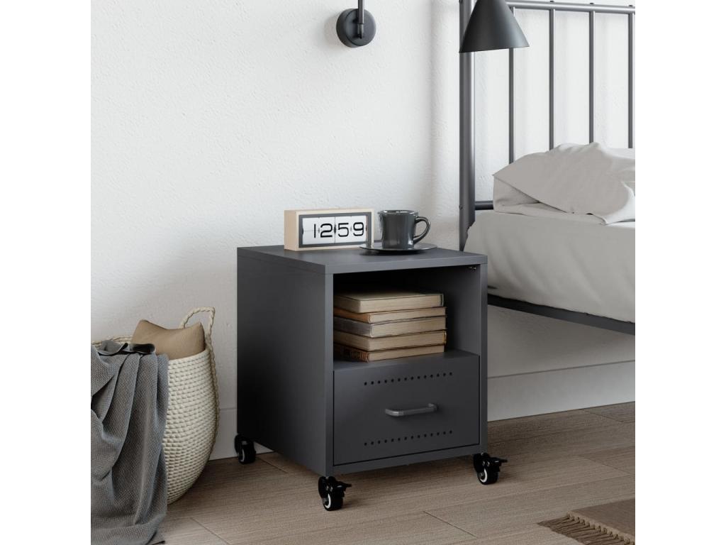 Anthracite bedside table 36x39x43.5 cm steel DCMP03547