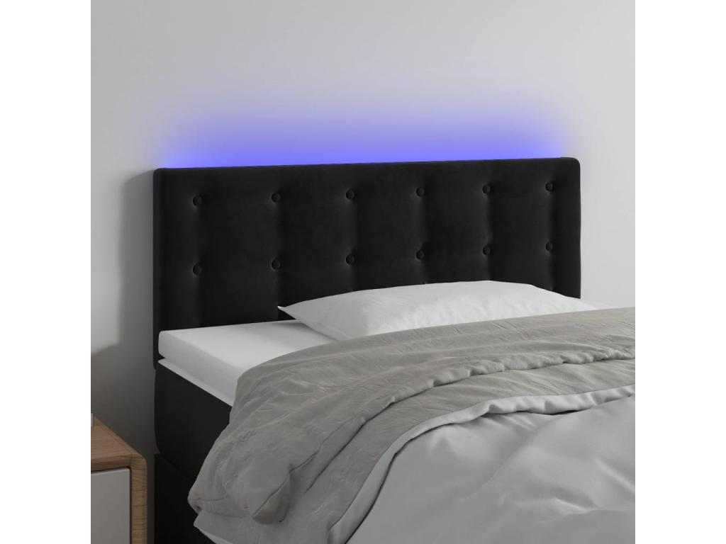 Black LED Headboard 90x5x78/88 cm Velvet FRSE74802