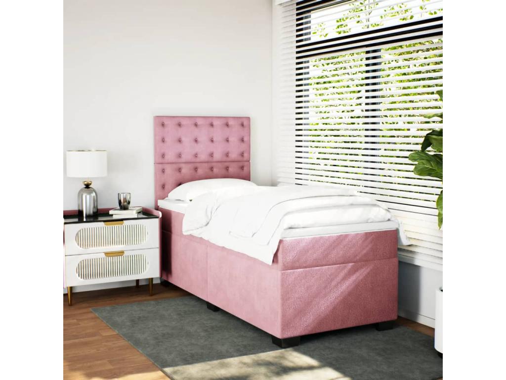 Dormeva bed base and mattress, Pink 80x200 cm Velvet RDLS03748