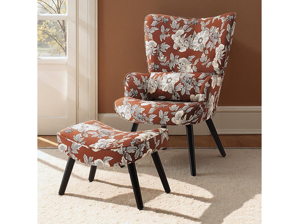 Dormeva Armchair with Cushion and Stool - Rustic Corner Chair for Living Room MCHO94748
