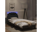 Bed frame with LED lights, black, 90x190 cm, faux leather, GKWB54939