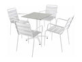 Table set, 70 cm, light grey, and 4 white metal chairs IRWR95634