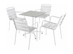 Table set, 70 cm, light grey, and 4 white metal chairs IRWR95634