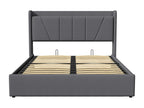 Dormeva 140x200cm Linen Fabric Storage Bed with USB Port - Headboard and Slatted Base - Grey WUPN34227