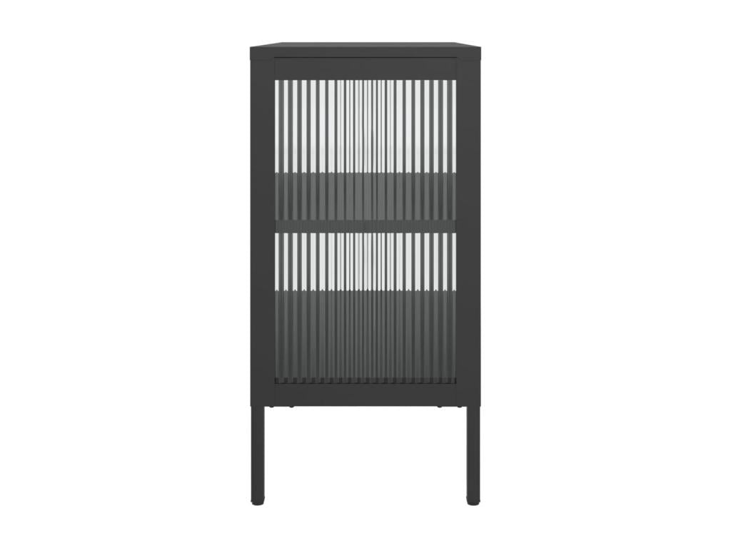 Black sideboard 70x35x70 cm glass and steel ADPJ74986
