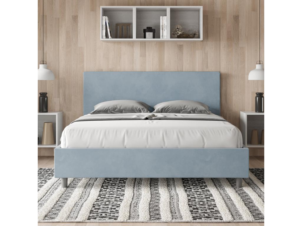 Dormeva SQYH41984 160x190cm Light Blue Microfiber Upholstered Bed (No Slatted Base)