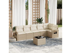 Garden furniture set with cushions, 7 pieces, beige woven resin BBHR56314