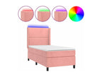 Dormeva bed base with mattress and LED light, Pink, 90x200 cm, Velvet, BYMK93227