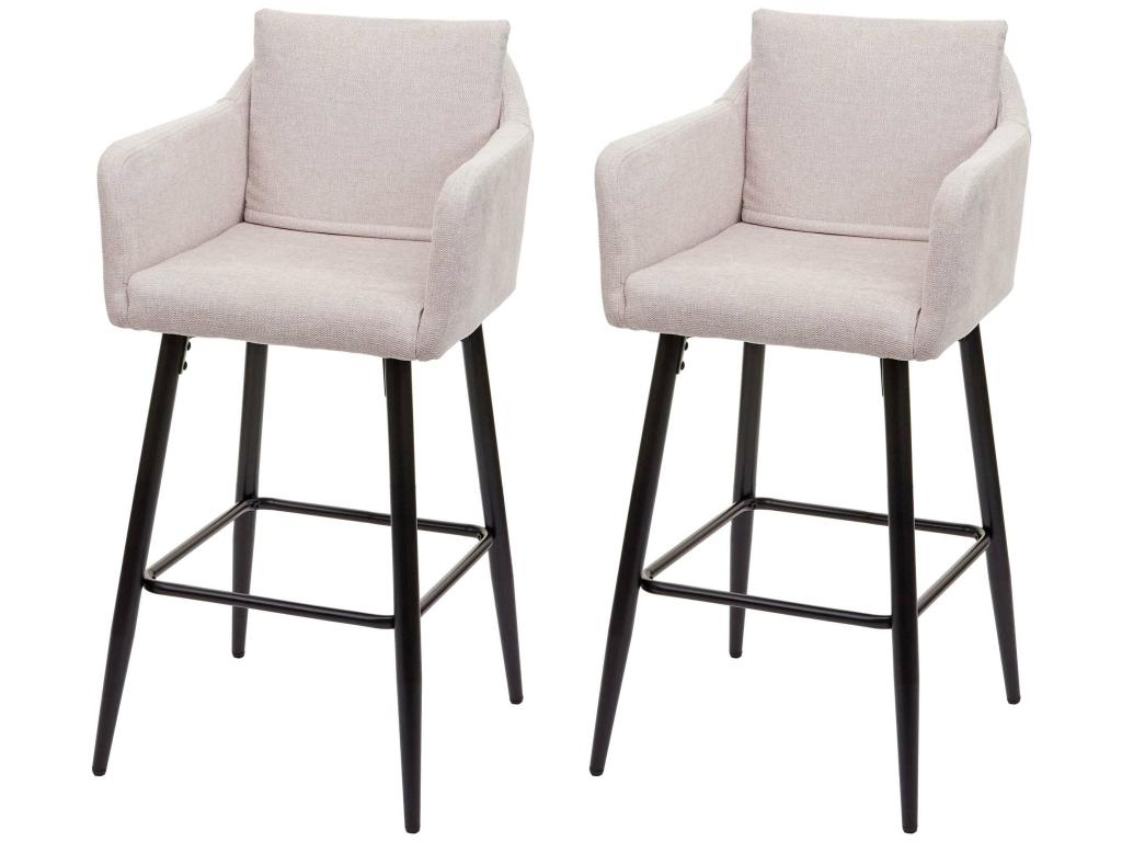 Dormeva-H93 bar stool, set of 2, cream-beige fabric/textile, OQML24740