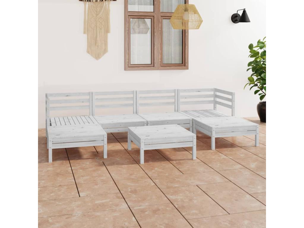 7-piece garden furniture set, white, solid pine wood, IIXN80445