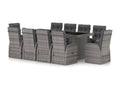 11-piece garden furniture set with cushions, grey wicker resin, QPNW97323
