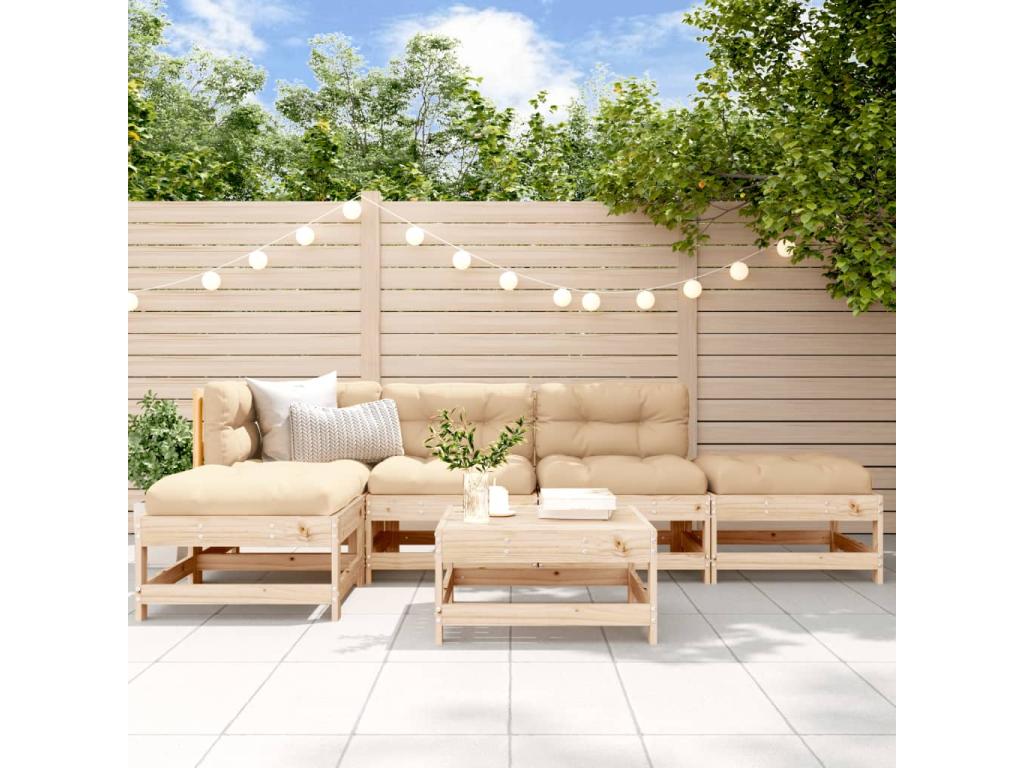 6-piece garden furniture set, solid pine wood, XVHQ88025