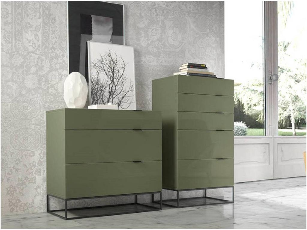 Dormeva 5-drawer chest in lacquered wood and black steel - Cream color KDDY40501