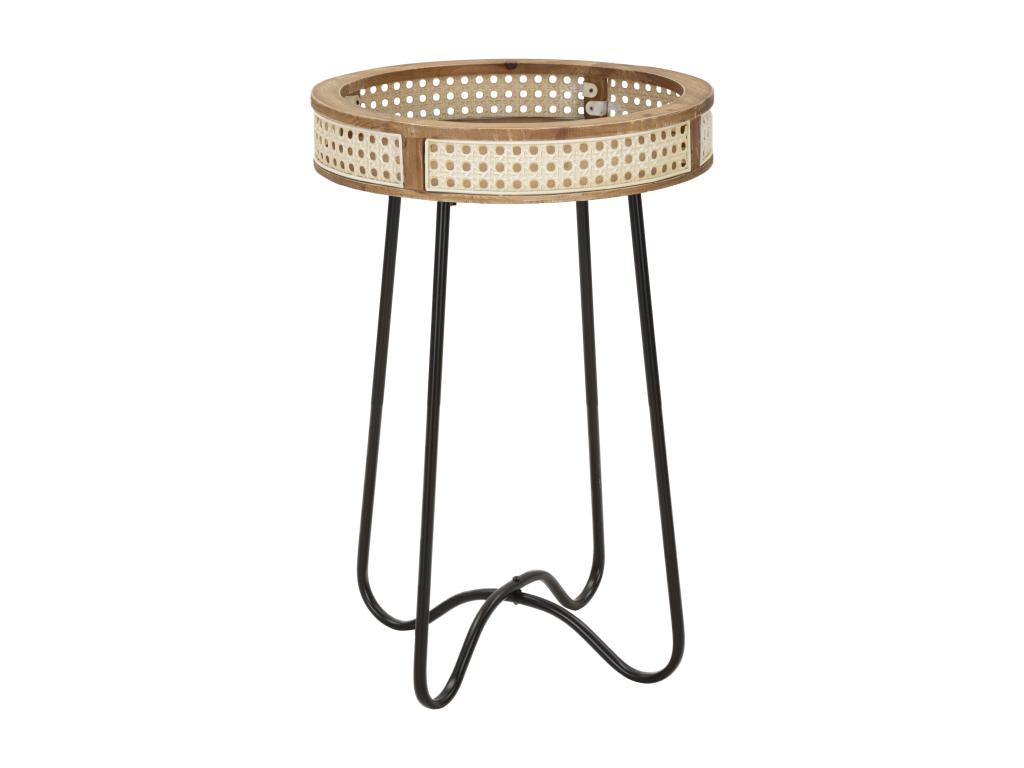 Coffee table in brown and black wood and metal, 40x60 cm YTFY21028