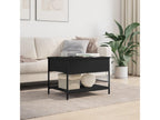 Black coffee table 70x50x50 cm engineered wood and metal QTDJ17567