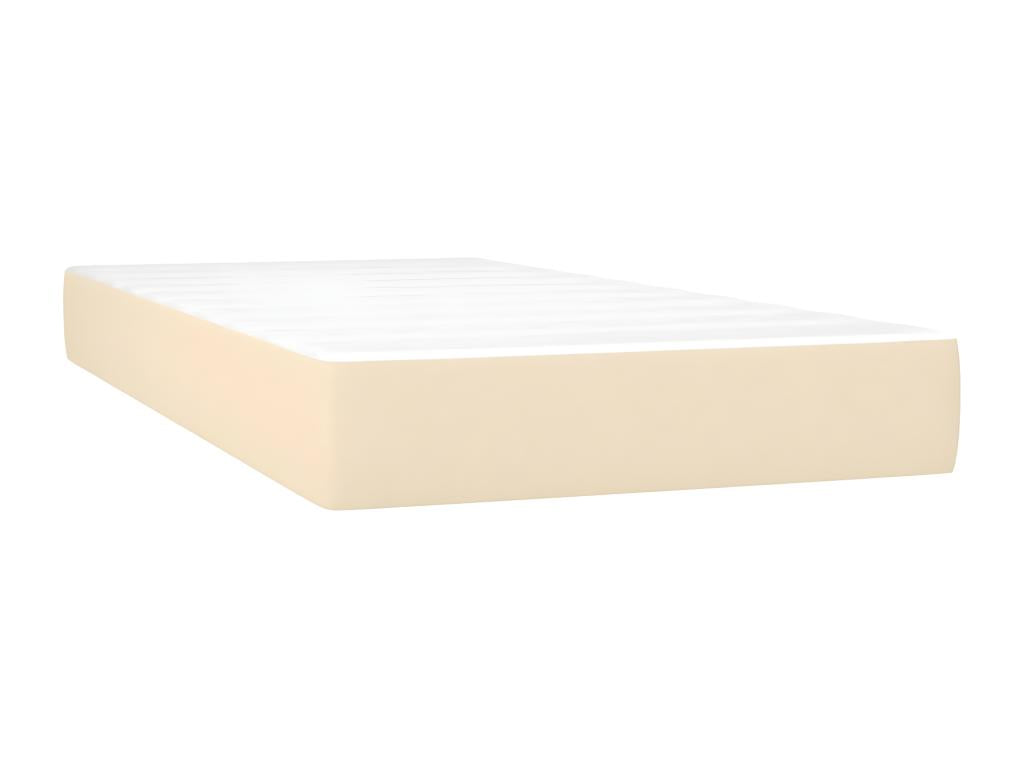Upholstered bed base with mattress and LED lighting, Cream, 80x200cm, Fabric VFJD62593